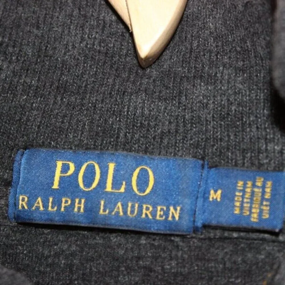 Polo Ralph Lauren Gray 100% Cotton Blend Quarter-Zip Sweater Men's Size M